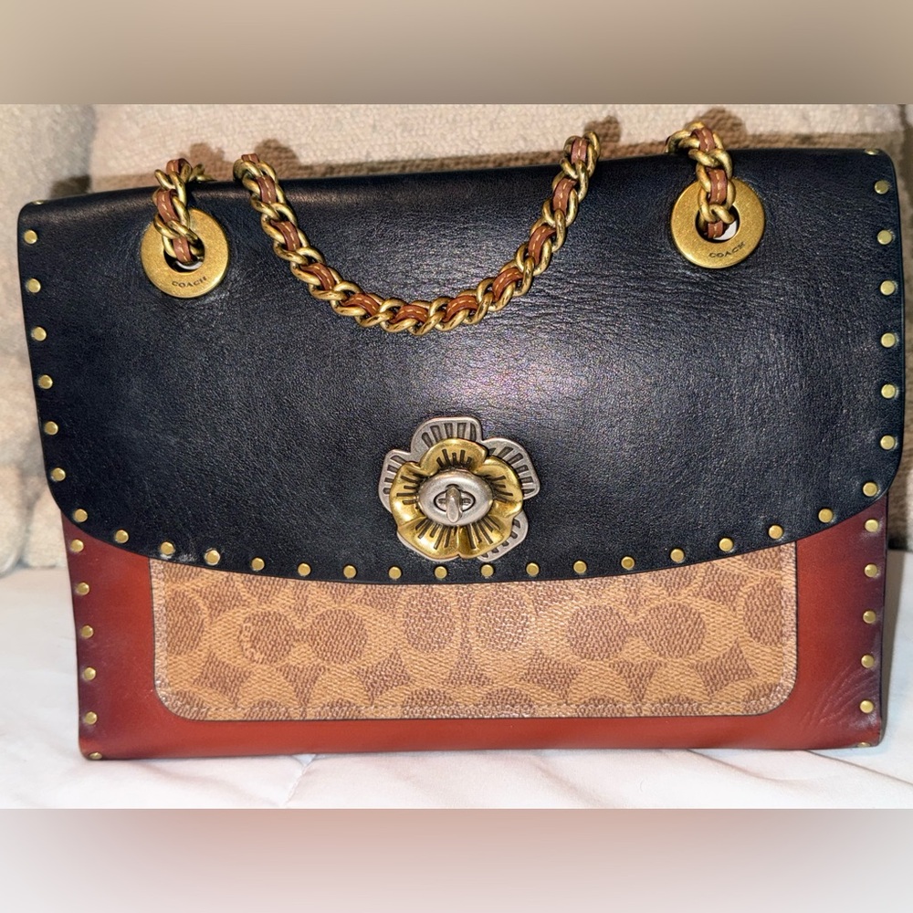 Coach Black and Tan Shoulder Bag